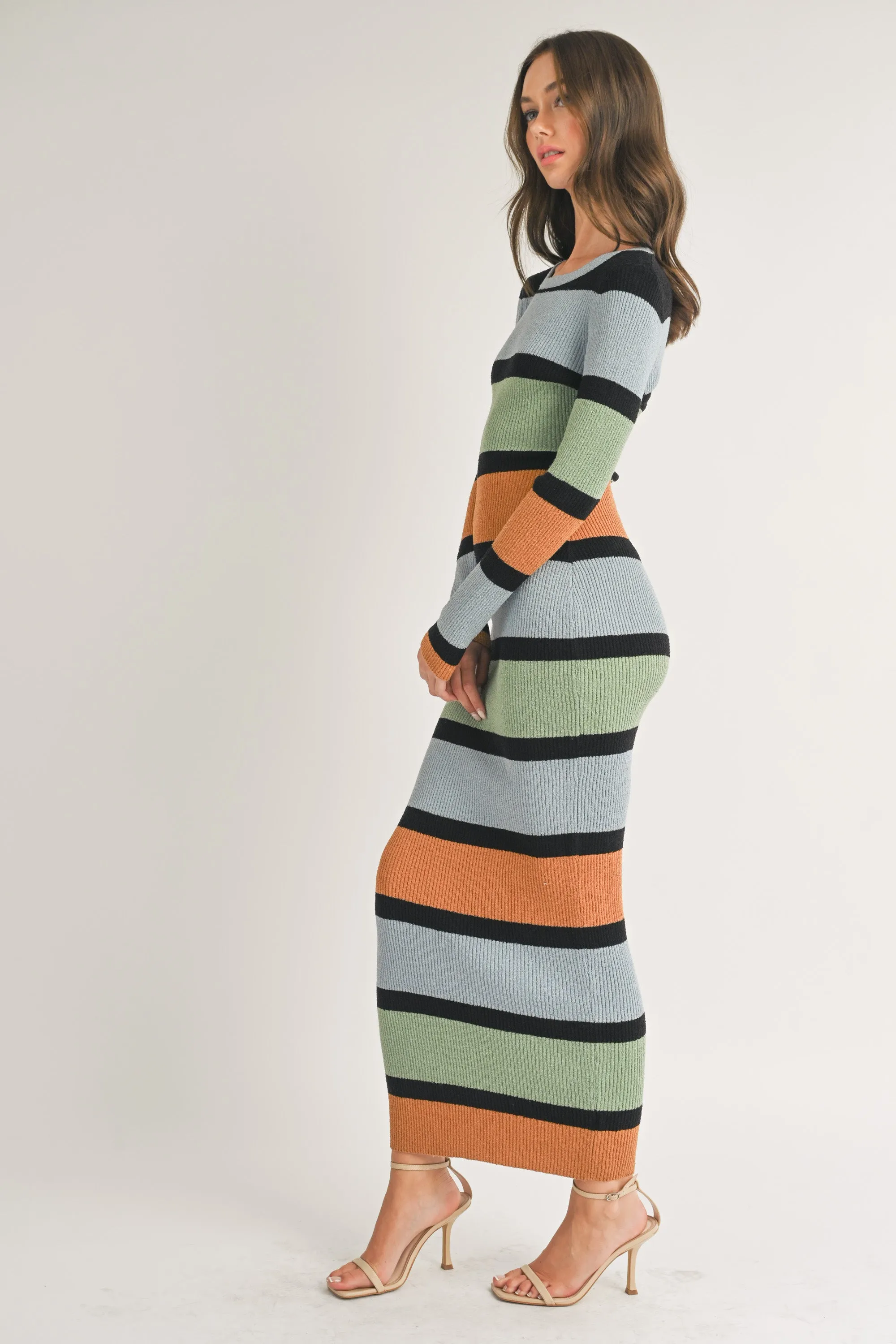 Elevated Striped Long Sweater Dress