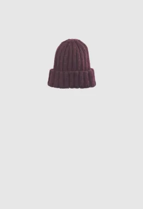 ELM Hat - Alpaca Hand-Knit Single Layered Ribbed Hat in Burgundy