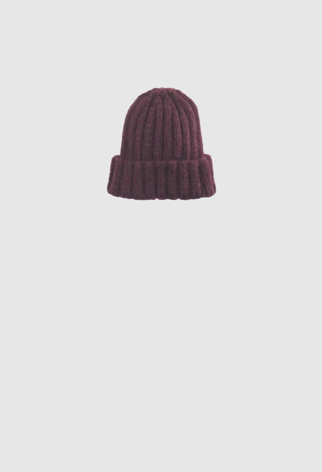 ELM Hat - Alpaca Hand-Knit Single Layered Ribbed Hat in Burgundy