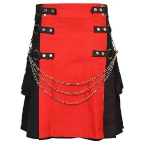 Fashion Utility Kilt Black with Removable Chains & Apron