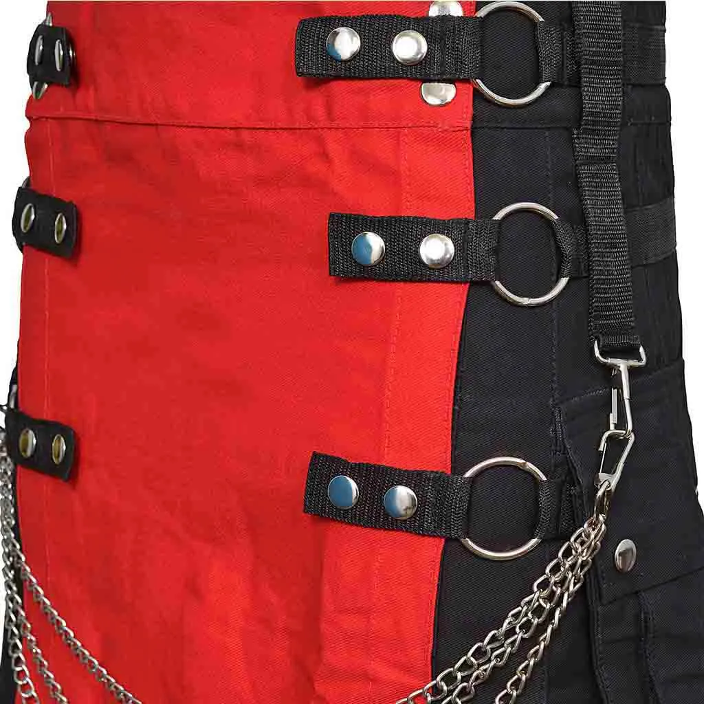 Fashion Utility Kilt Black with Removable Chains & Apron