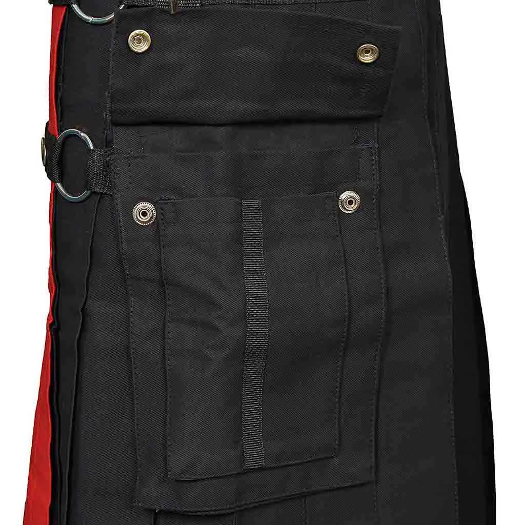 Fashion Utility Kilt Black with Removable Chains & Apron