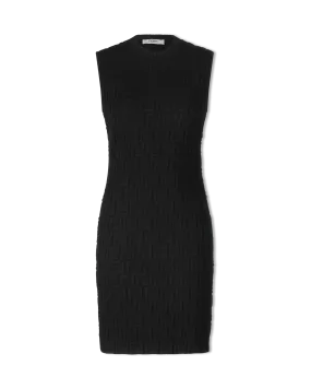 FF Embossed Sleeveless Black Dress