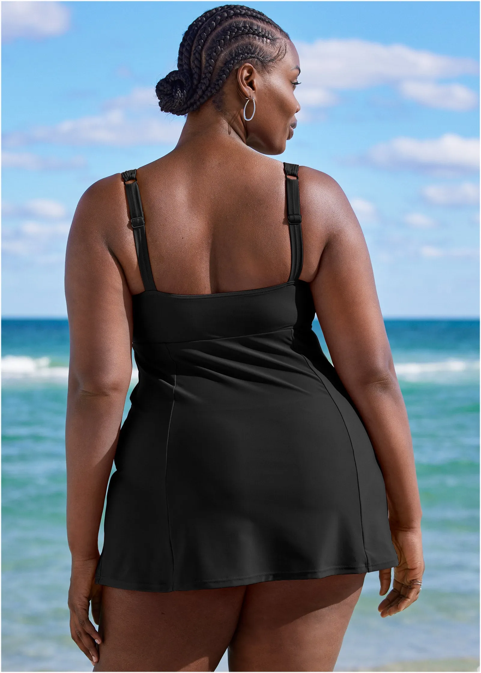 Fit And Flare Swim Dress - Black Beauty