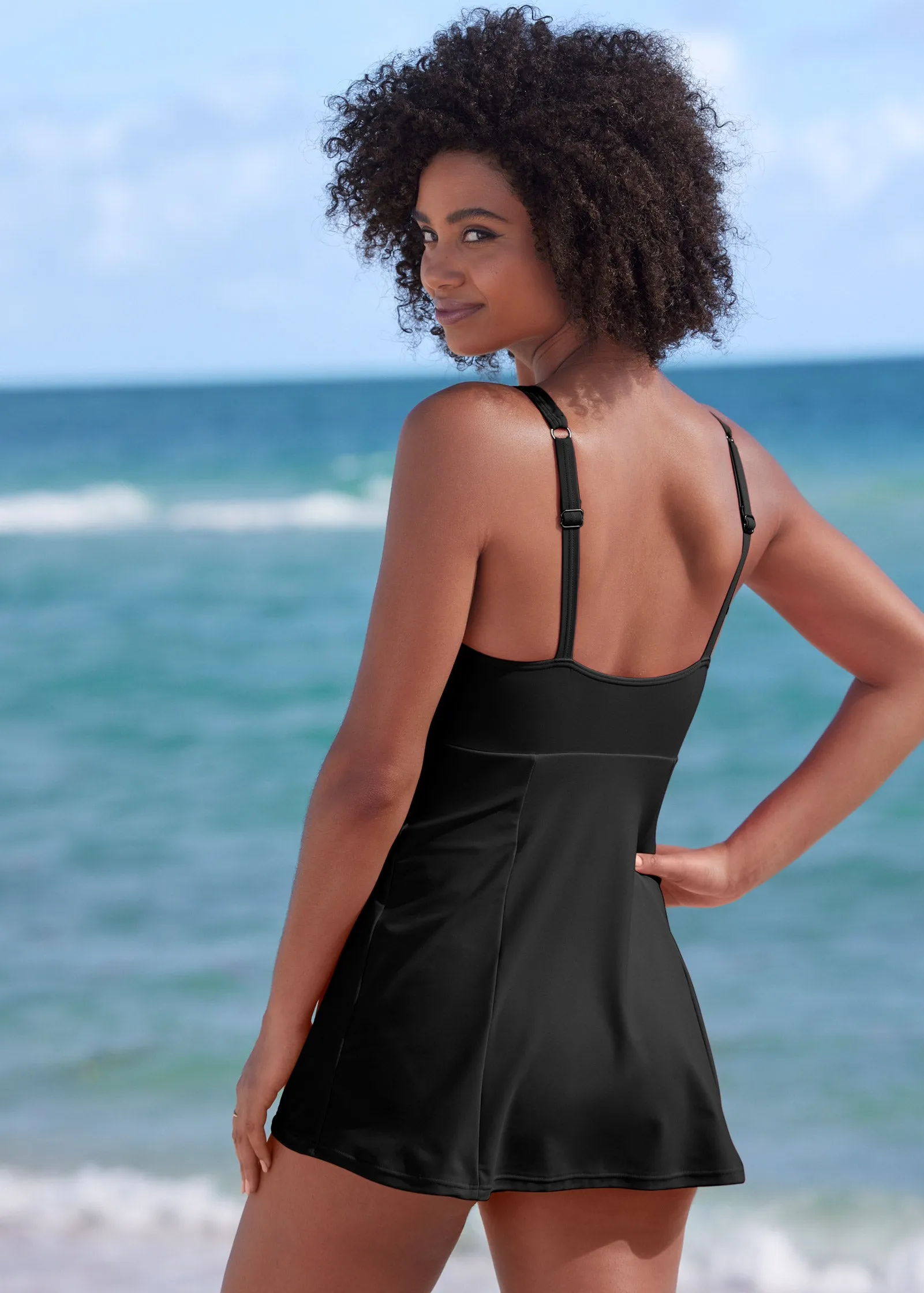 Fit And Flare Swim Dress - Black Beauty