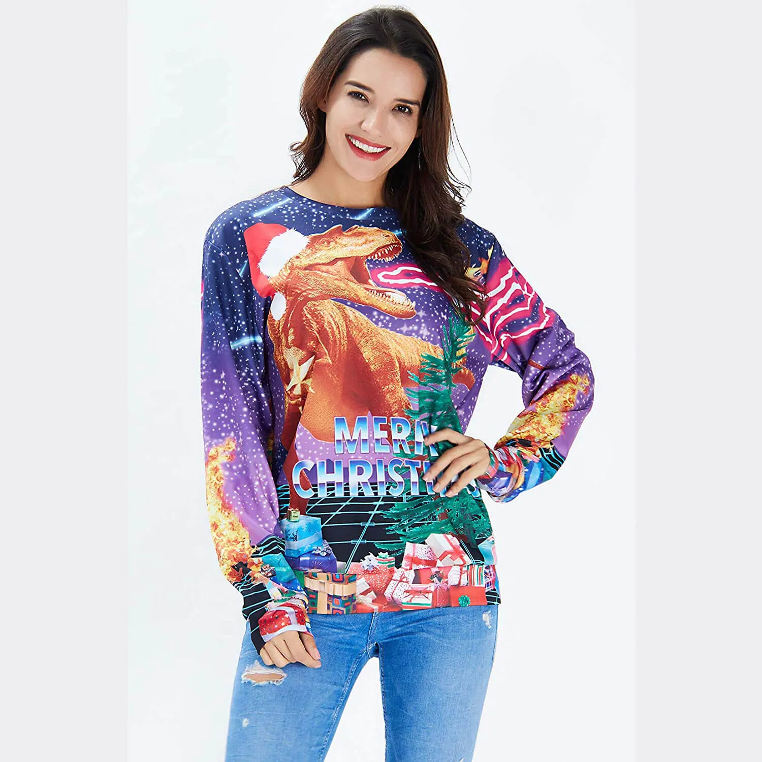 Funny Dinosaur Ugly Christmas Sweater