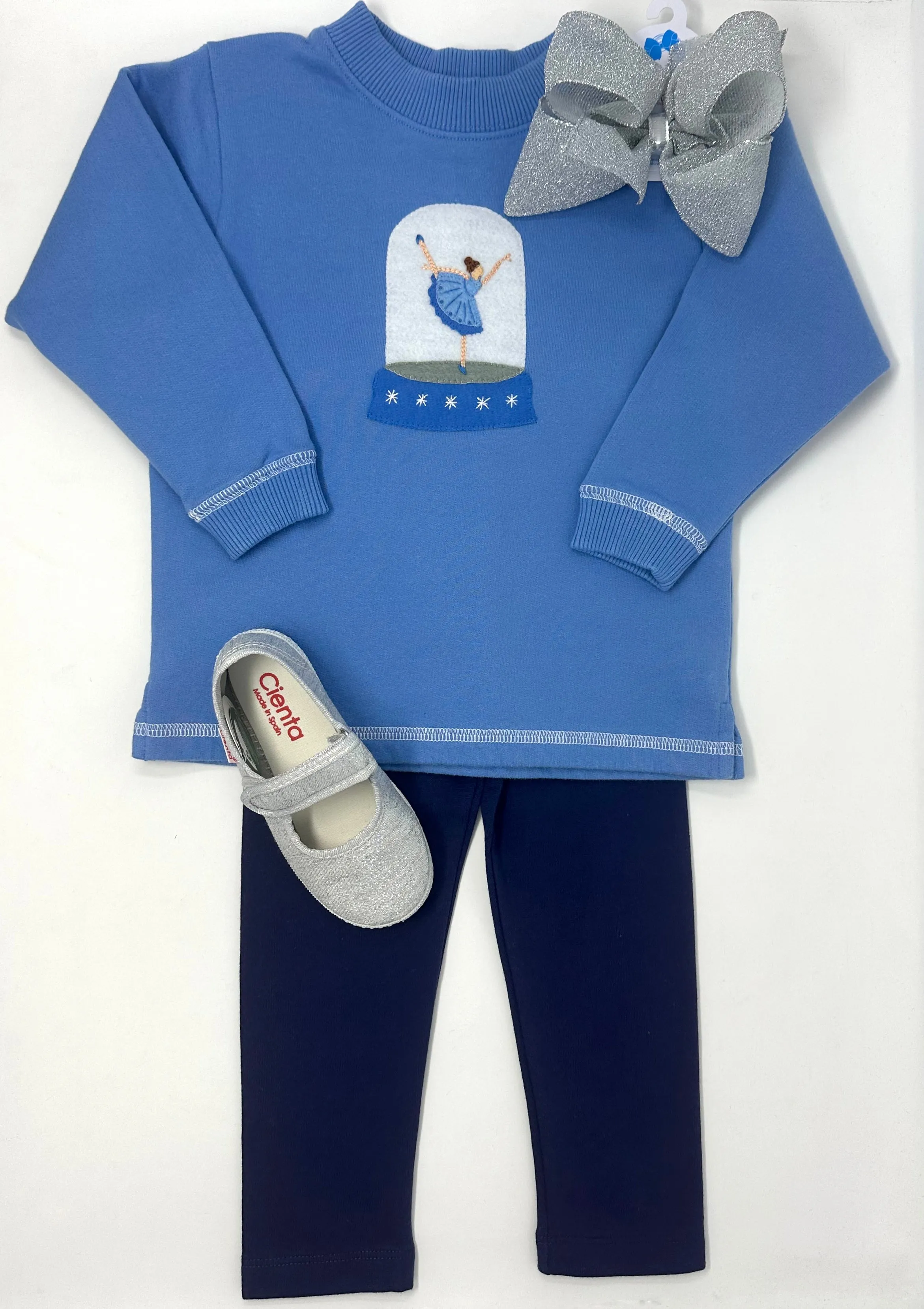 Girls Chambray Sweatshirt w/ Ballerina Globe