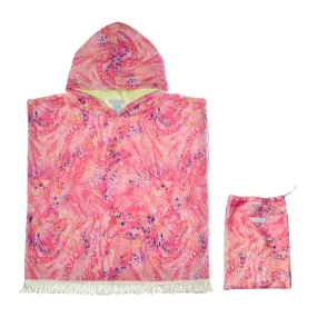 GIRL'S HOODED TERRY PONCHO SPLASH