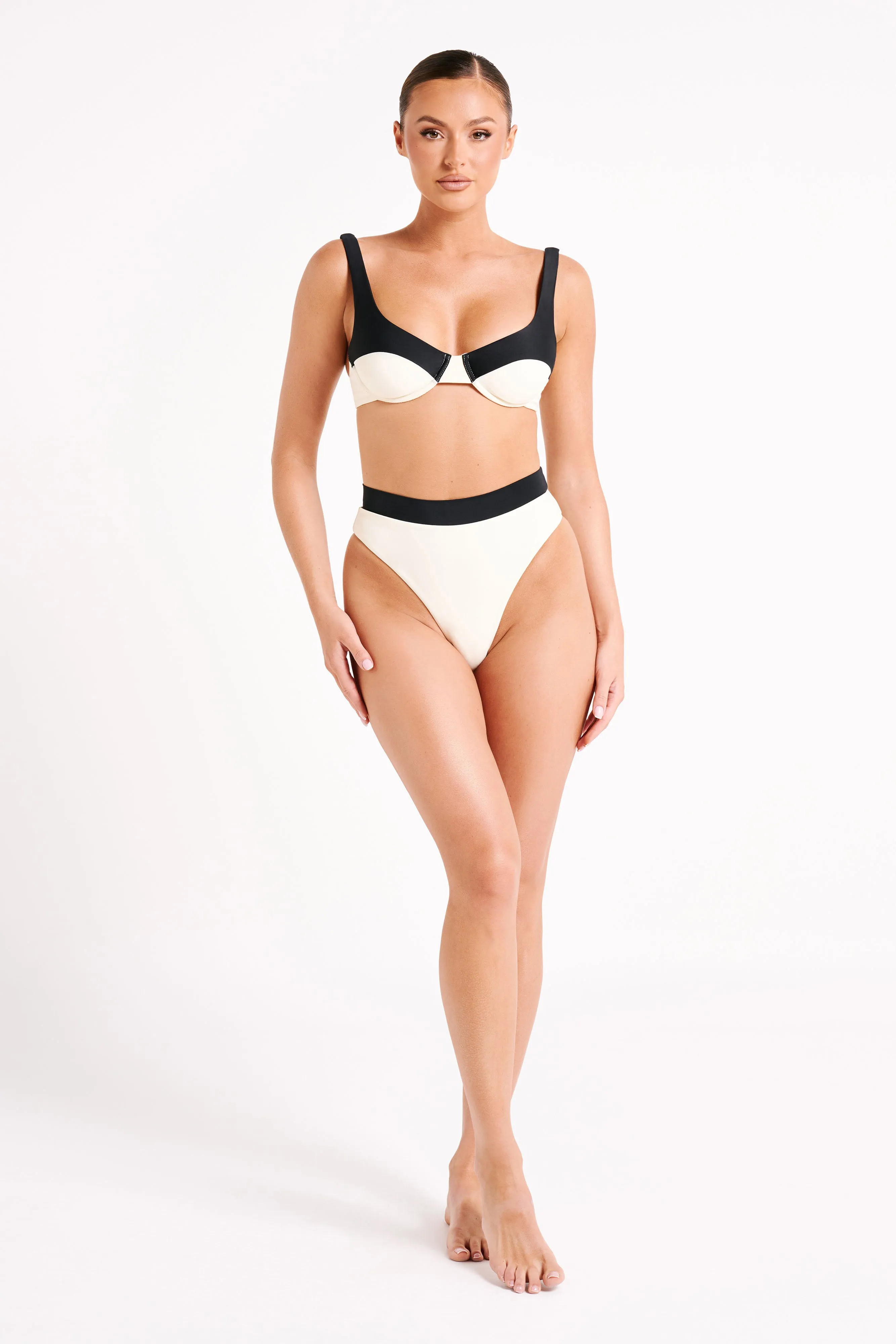 Giulia Recycled Contrast Bikini Bottom - Ivory