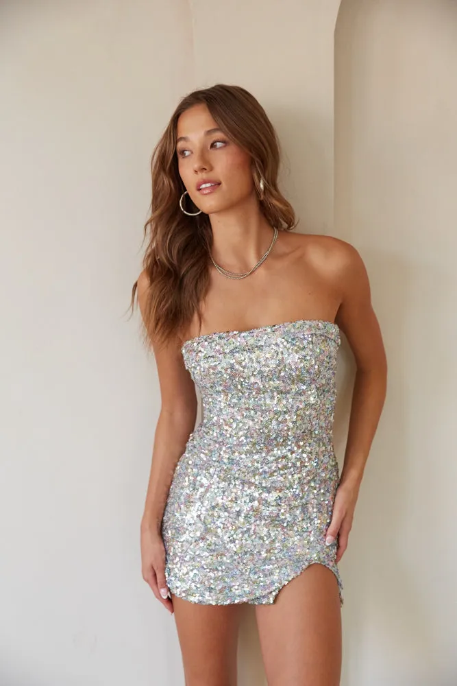 Hailey Strapless Sequin Bodycon Mini Dress