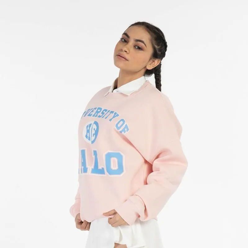 Halo Effect Unisex 'University of Halo' Marshmallow Pink Sweatshirt