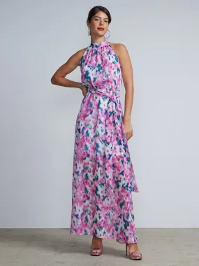 Halter Neck Printed Maxi Gown