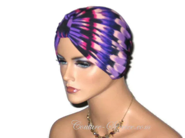 Handmade Purple Chemo Turban, Abstract, Fuchsia