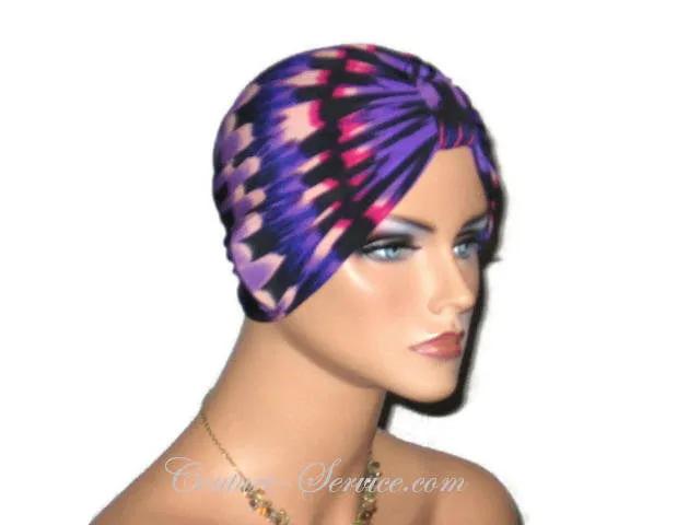 Handmade Purple Chemo Turban, Abstract, Fuchsia