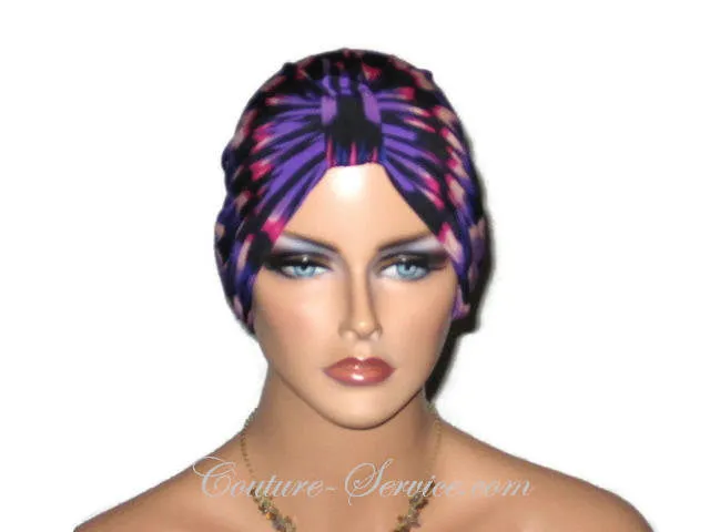 Handmade Purple Chemo Turban, Abstract, Fuchsia