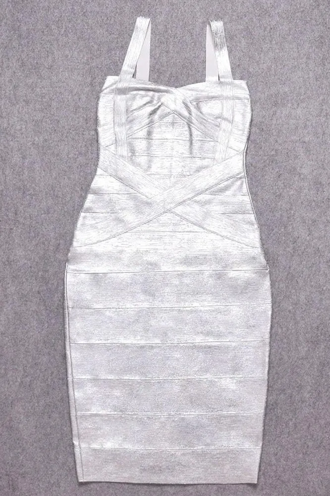 Heidi Bandage Midi Dress - Silver