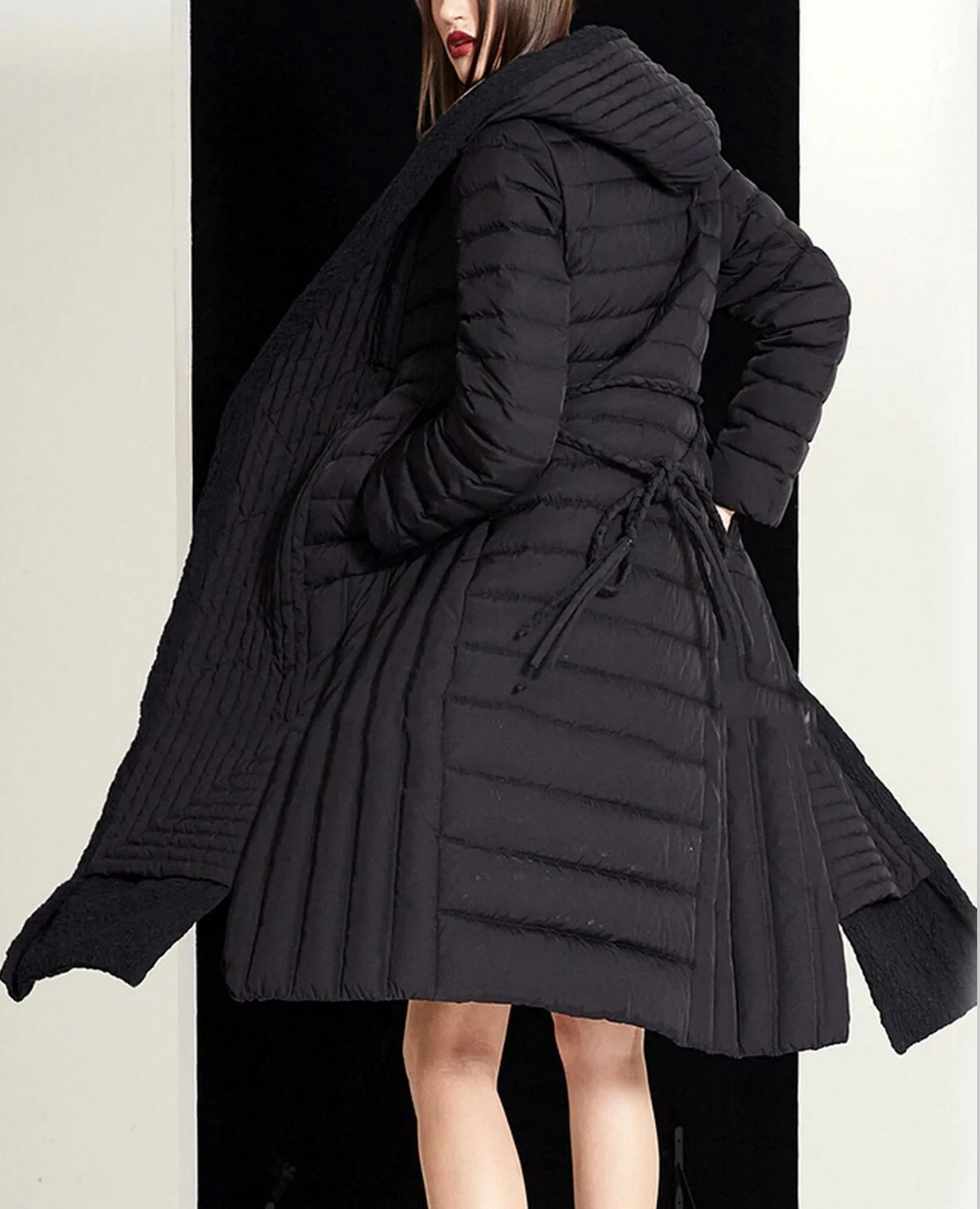 Hooded Paneled Down Coat