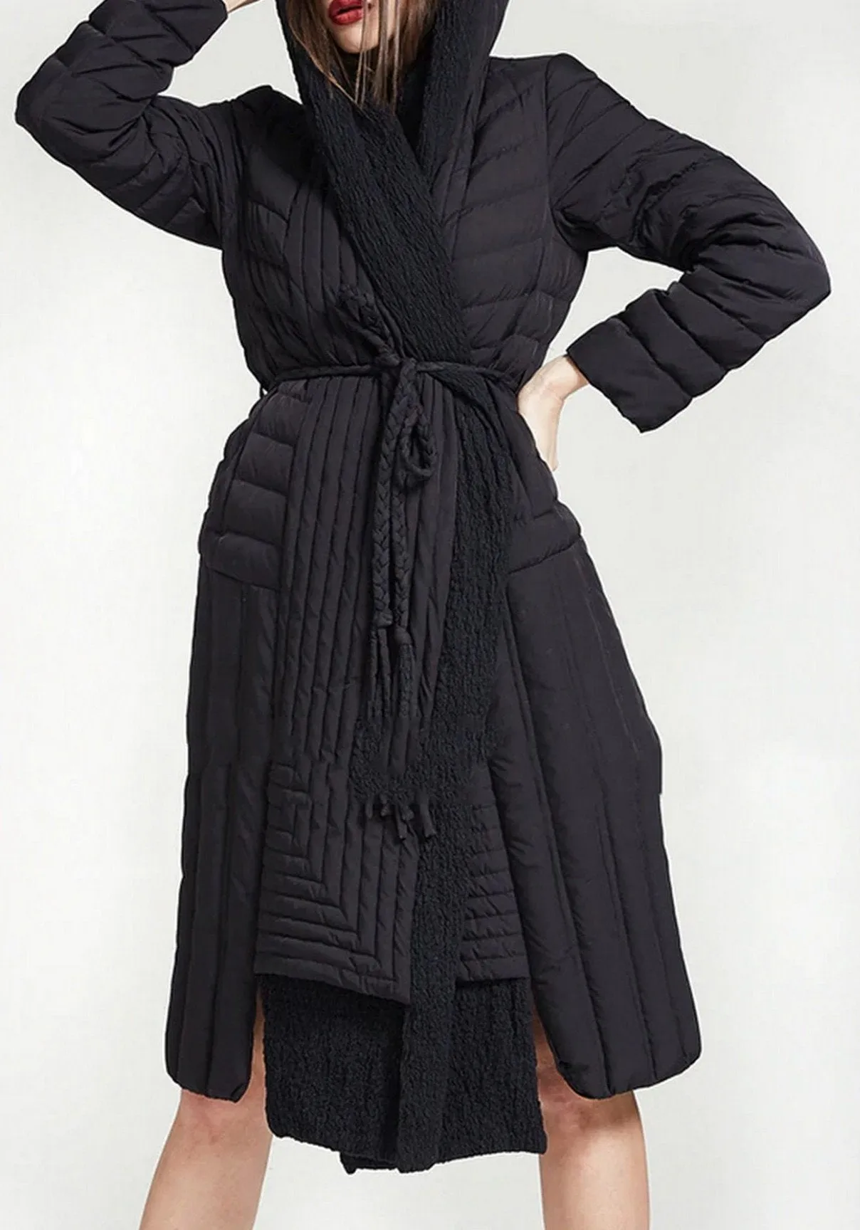 Hooded Paneled Down Coat