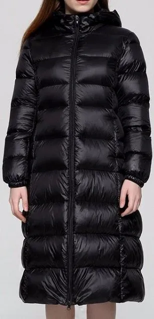 Hooded Puffer Down Coat, Black