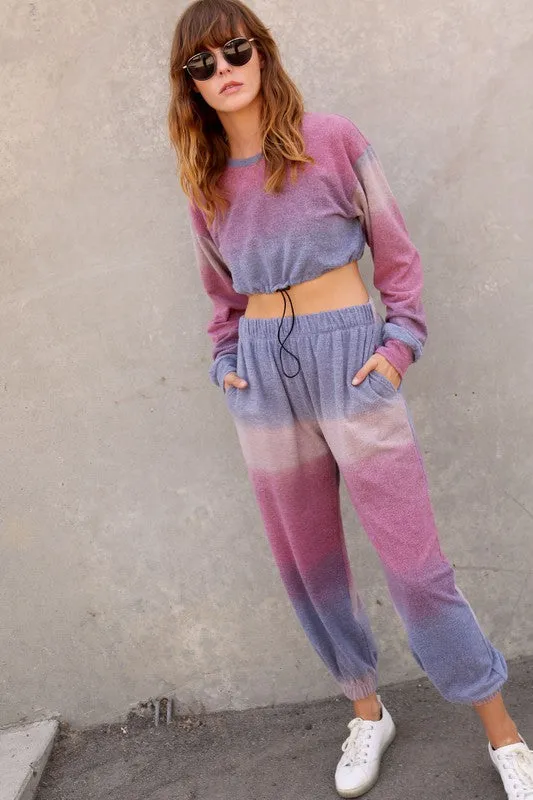 I like Candy Tie Dye Crop Top   Jogger Set