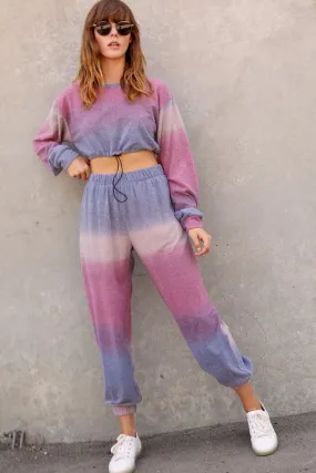 I like Candy Tie Dye Crop Top   Jogger Set