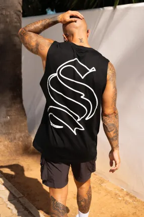 Initial Logo Sleeveless Tee - Black