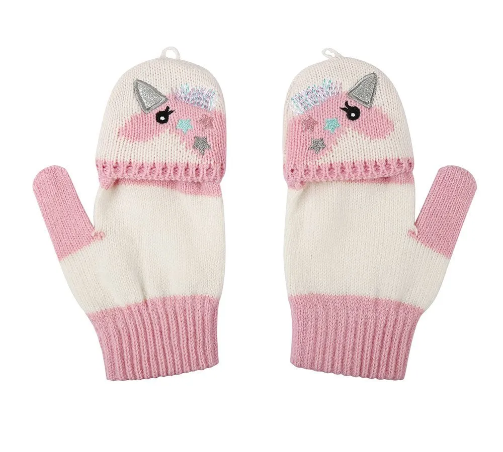 Kids Knit Unicorn Beanie & Gloves Set