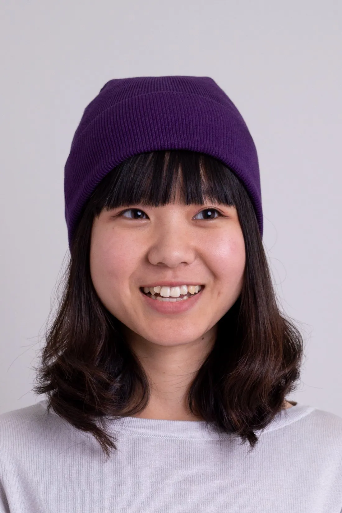 Knit Beanie, Purple, Bamboo Cotton