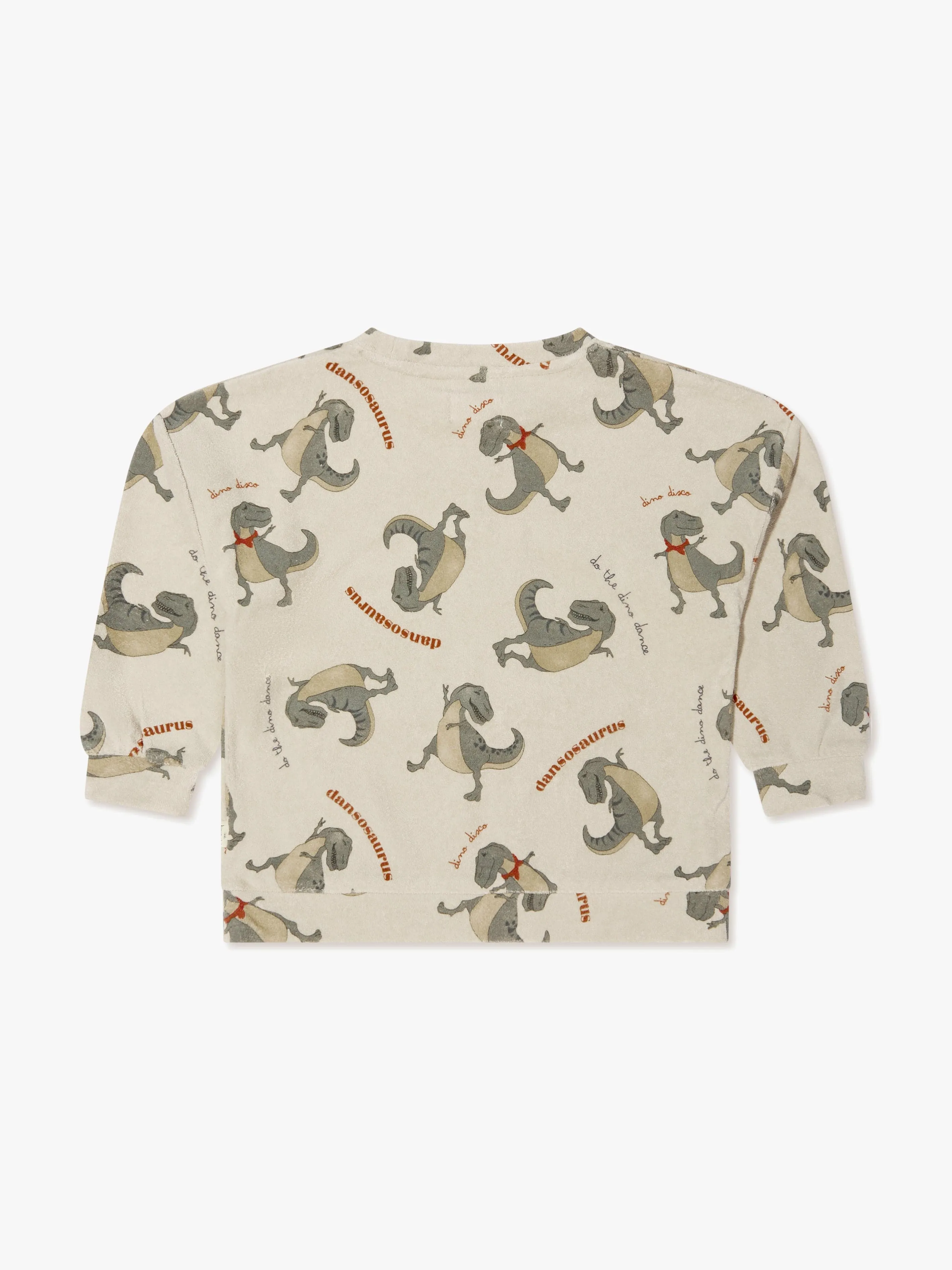 Konges Slojd Boys Organic Cotton Itty Dinosaur Sweatshirt in Cream