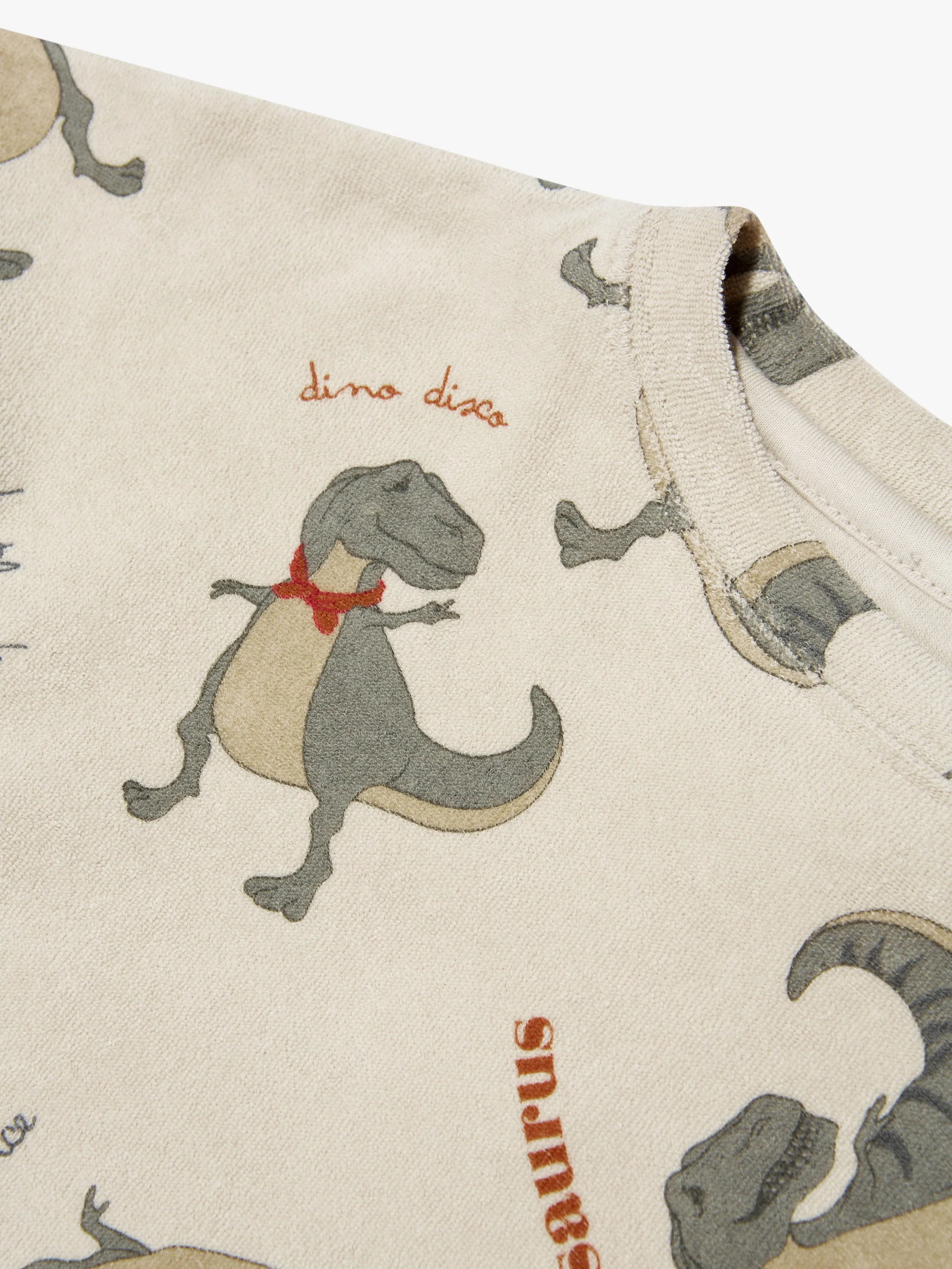 Konges Slojd Boys Organic Cotton Itty Dinosaur Sweatshirt in Cream