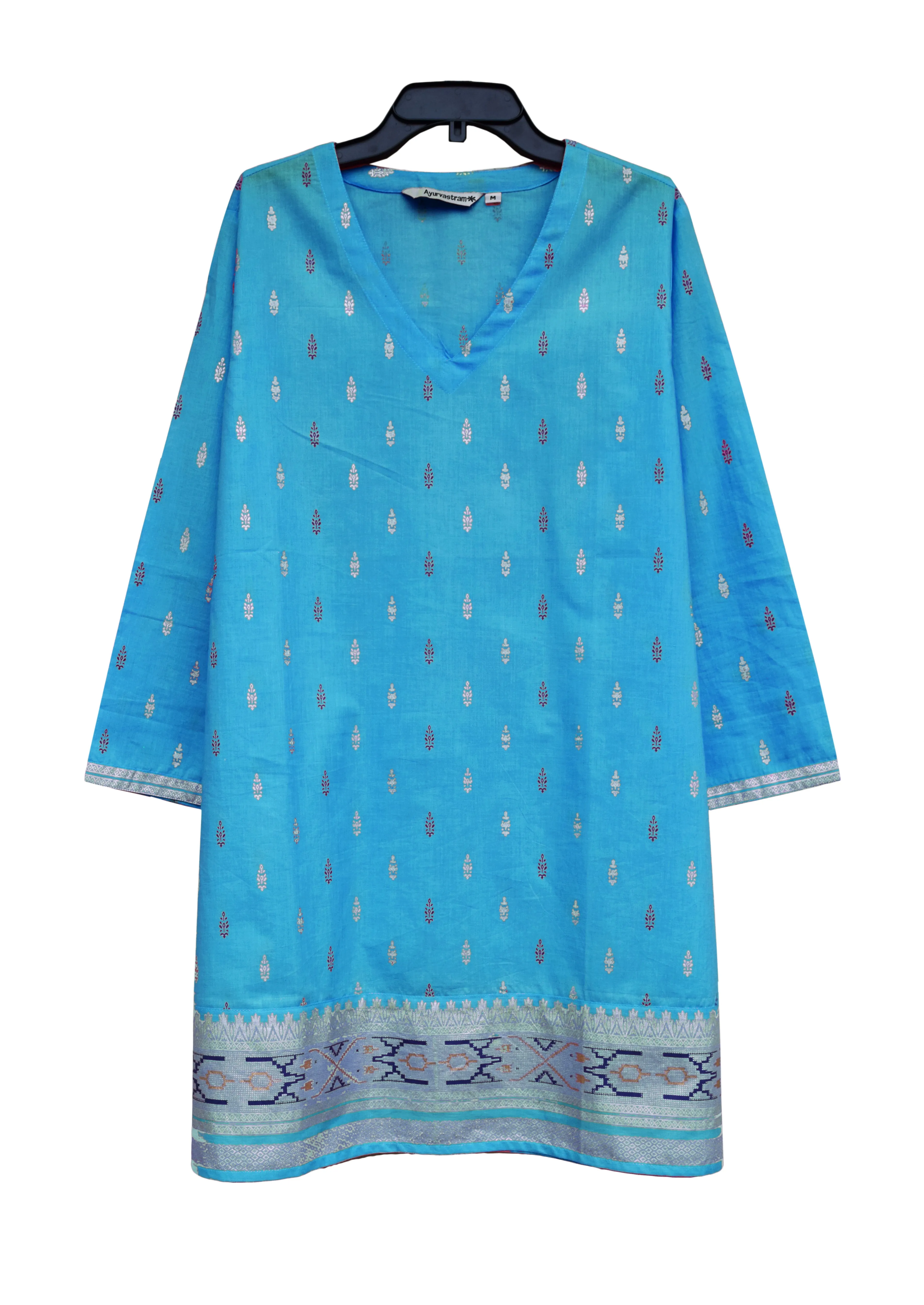 KRITIgold Block Printed Pure Cotton Tunic Top Kurti