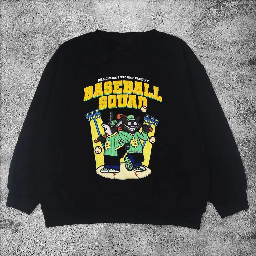 Leisure animal baseball crew neck sweater