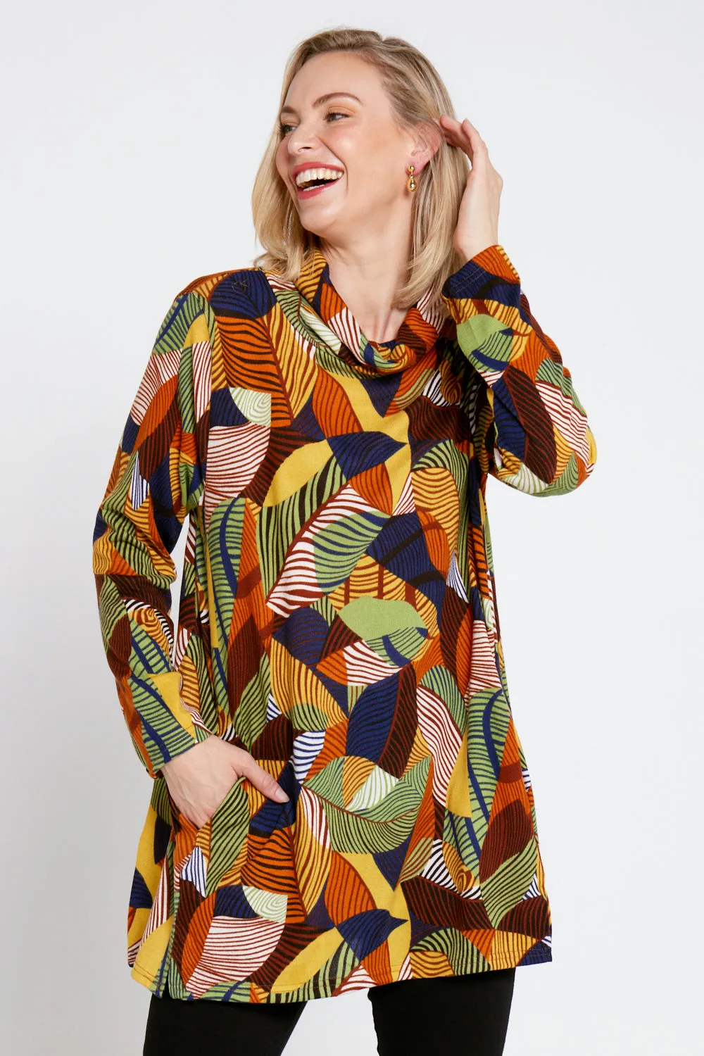 Lina Cowl Knit Tunic - Autumnal