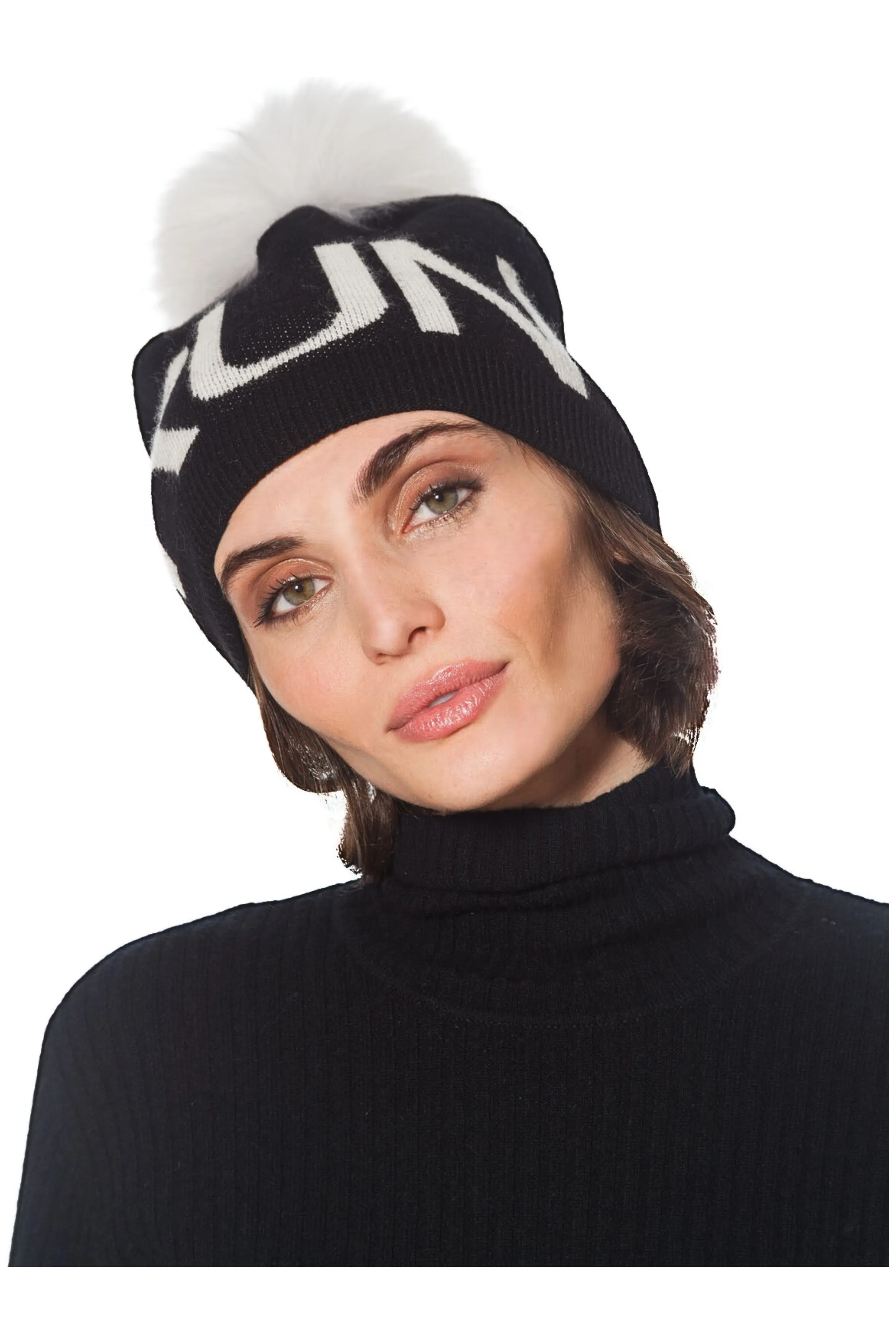 Linda Richards Wool Run Pom-pom Hat HA-79 | Black