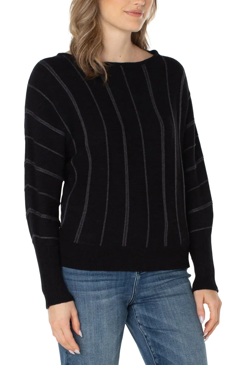 Liverpool Long Sleeve Crew Dolman Sweater w/ Stripe (Solids)