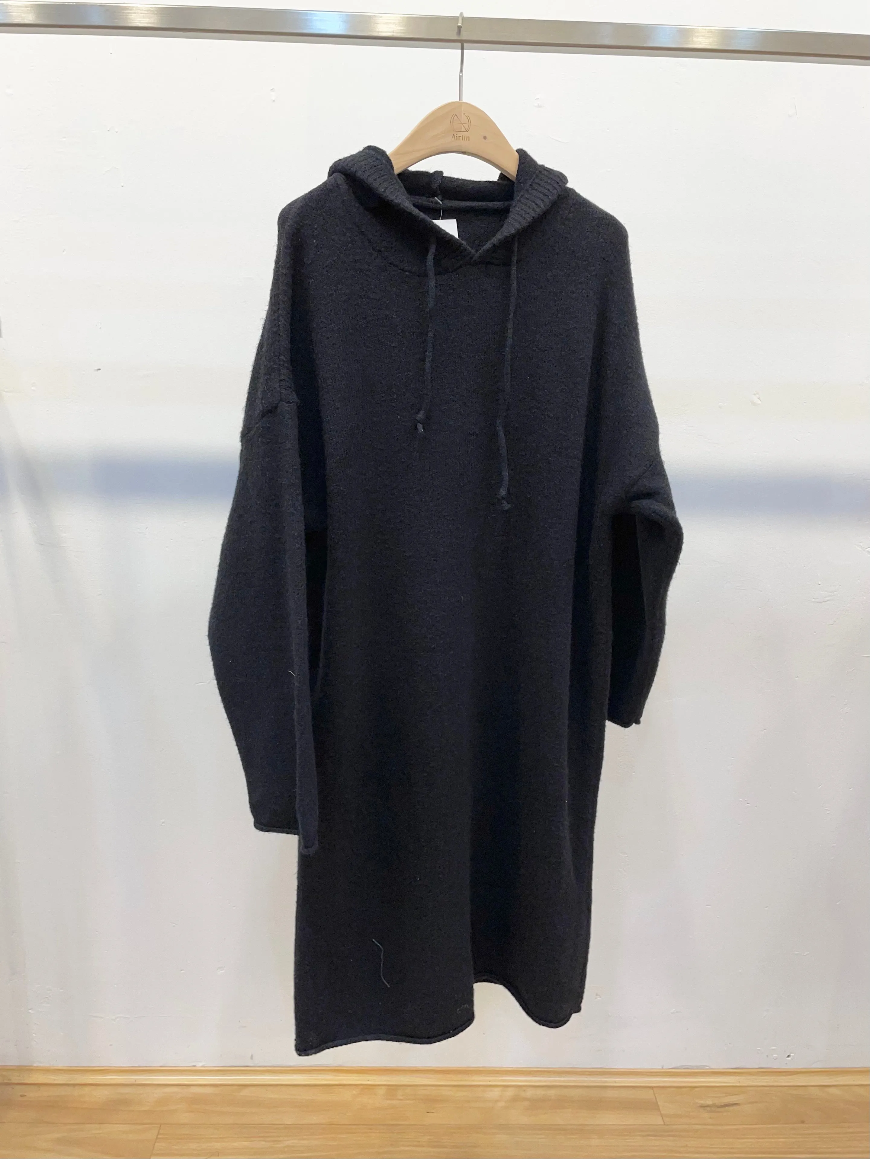 Long knitted hoodie dress -sweater knitwear