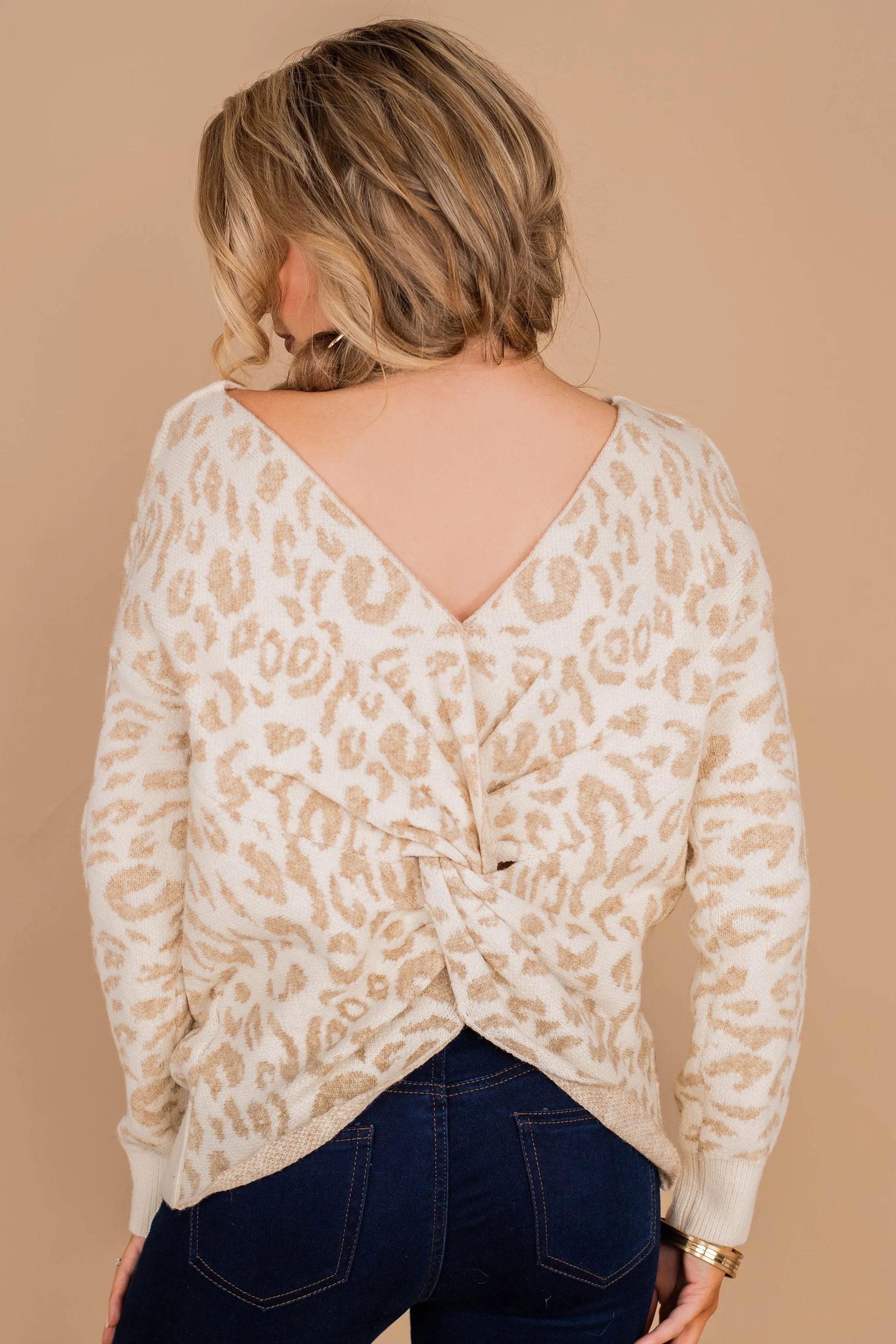 Look at You Cream White Leopard Sweater