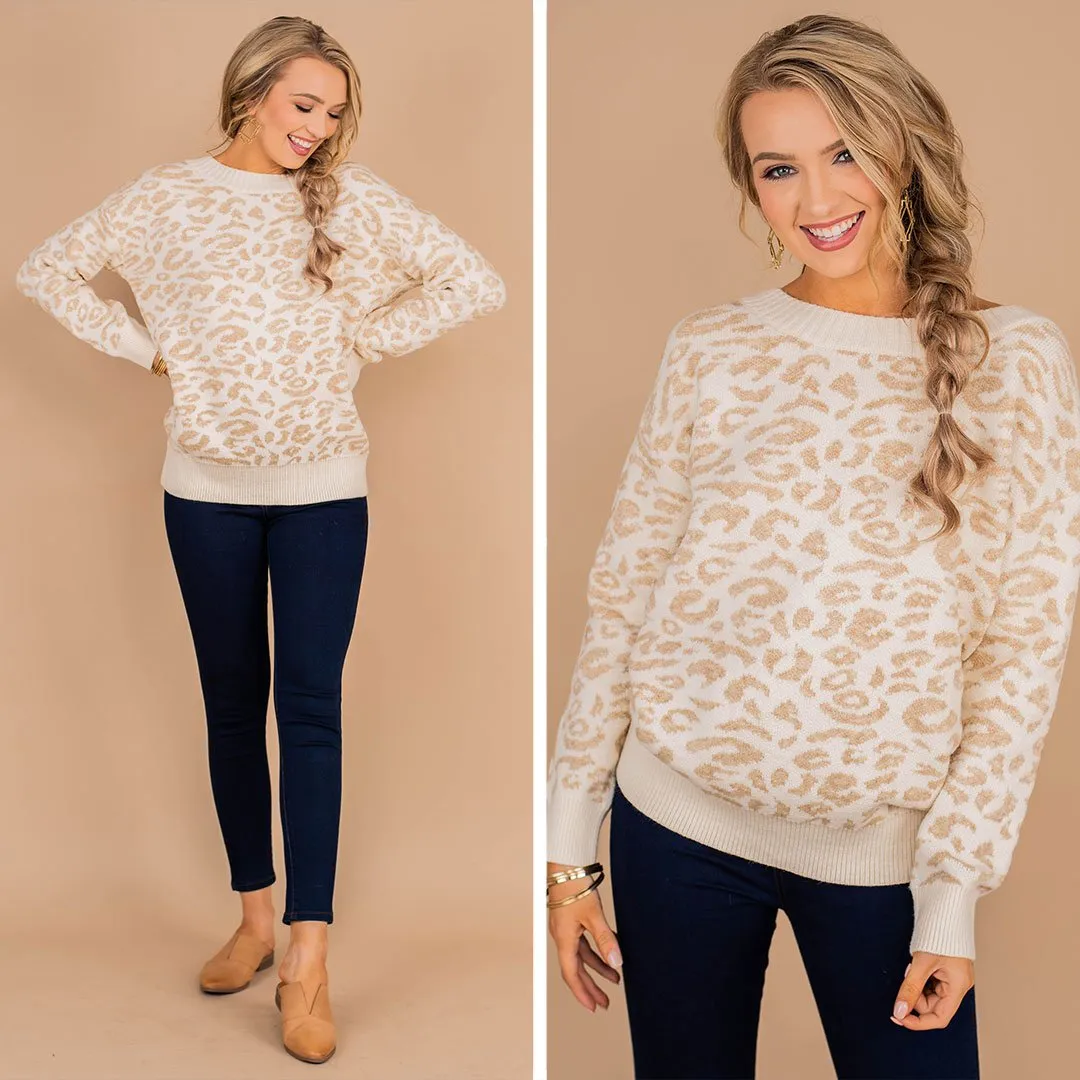 Look at You Cream White Leopard Sweater