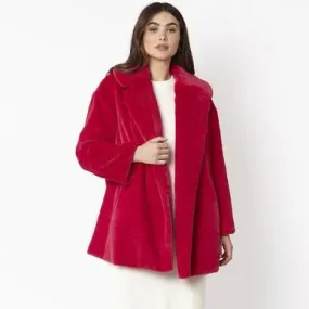 Luxury Faux Fur Midi Coat - Pink