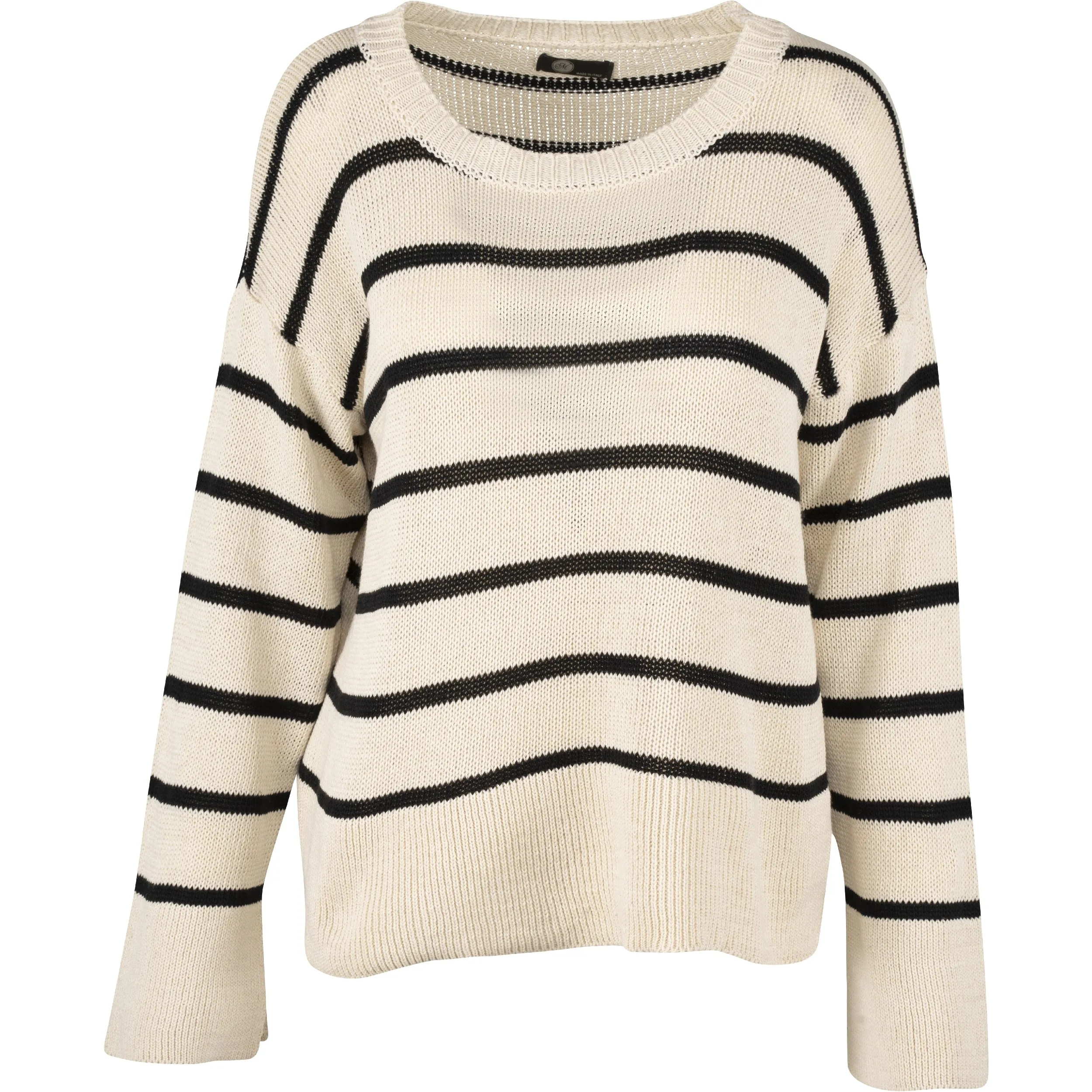 M Made in Italy – Tunic Length Crew-Neck Sweater With Long Sleeves And Cuff Slits