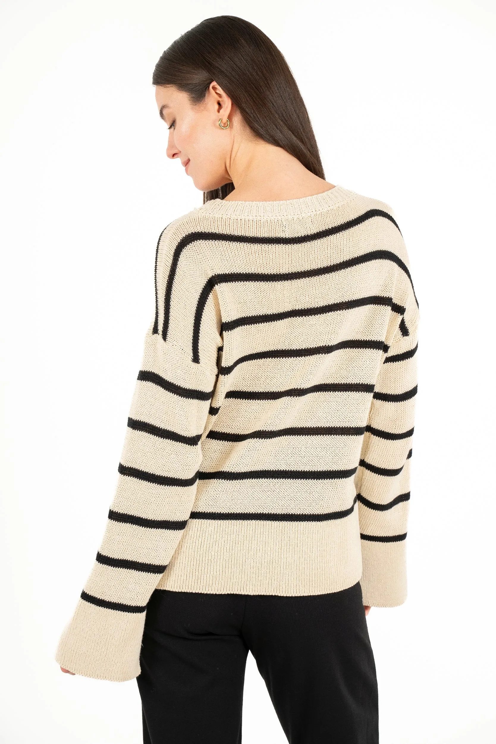 M Made in Italy – Tunic Length Crew-Neck Sweater With Long Sleeves And Cuff Slits