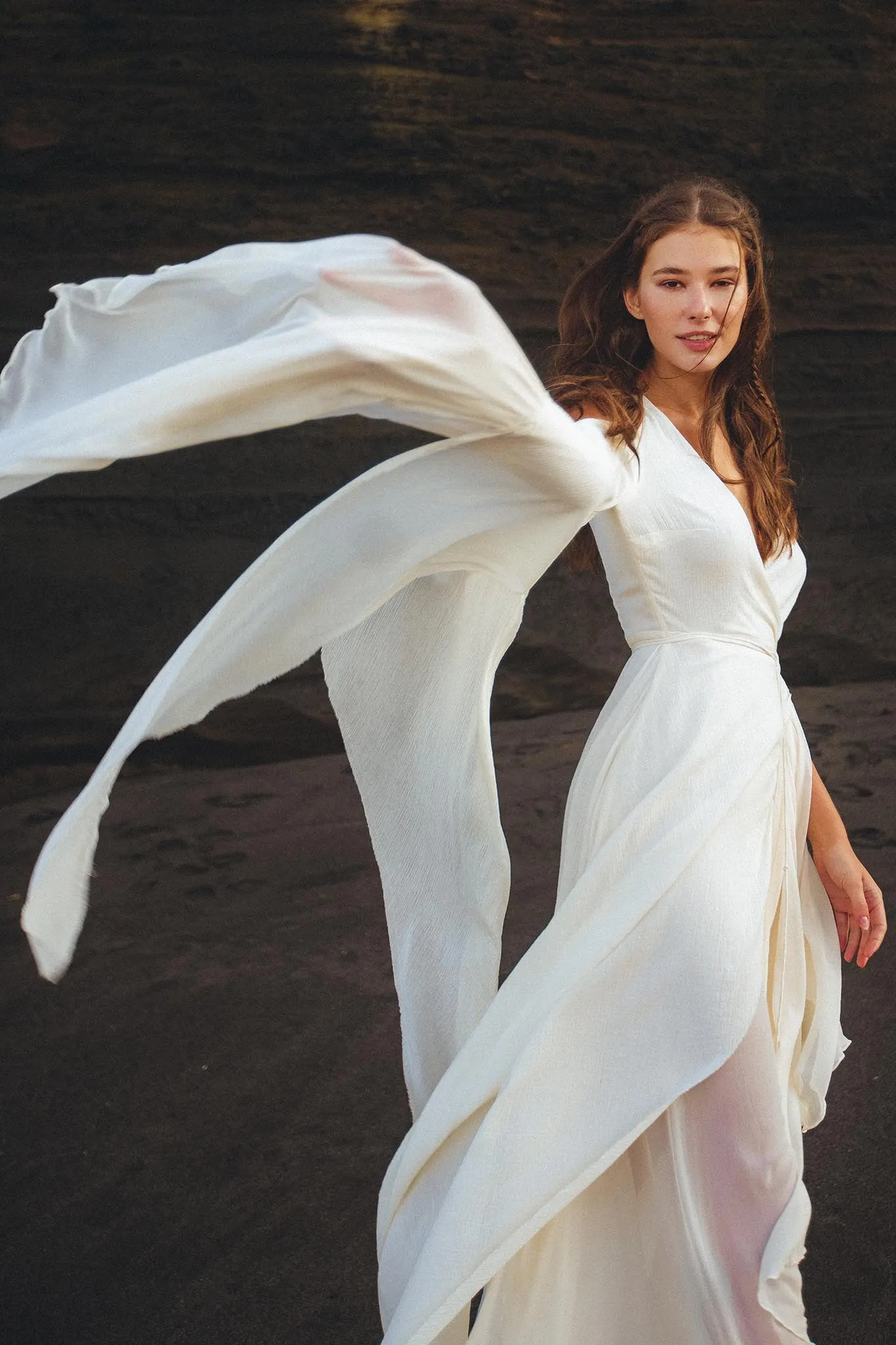 Makosh Goddess Dress • Off-White Organic Wedding Dress • Multiway Boho Wrap Dress