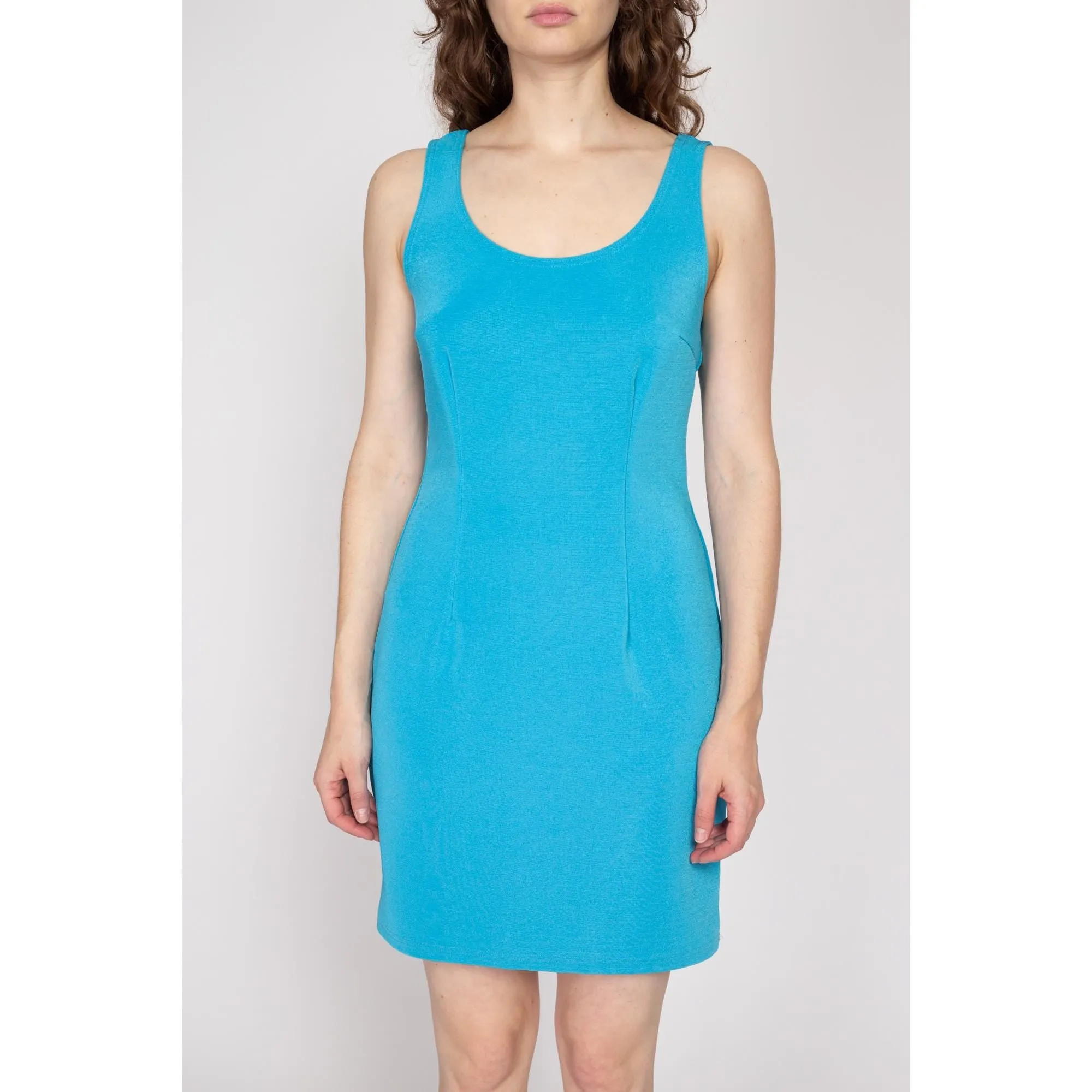 Medium 90s Blue Mini Bodycon Tank Dress