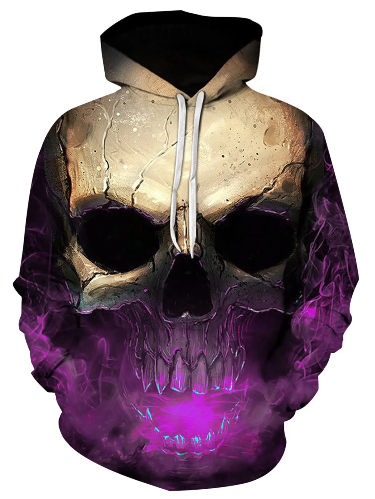 Men's Pullover 3D Effect Skull Print Hoodie