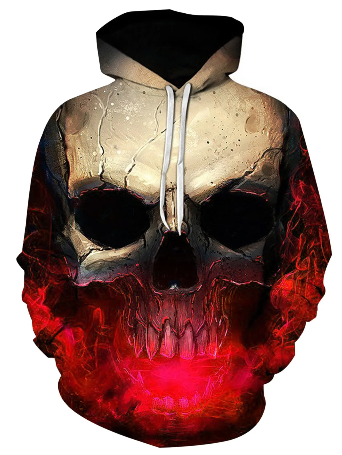 Men's Pullover 3D Effect Skull Print Hoodie