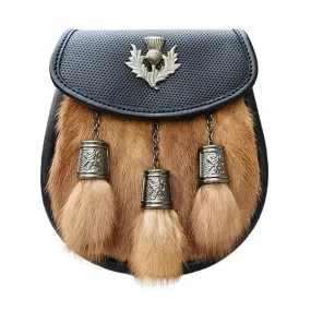 Mink Fur Antique Badge Leather Sporran