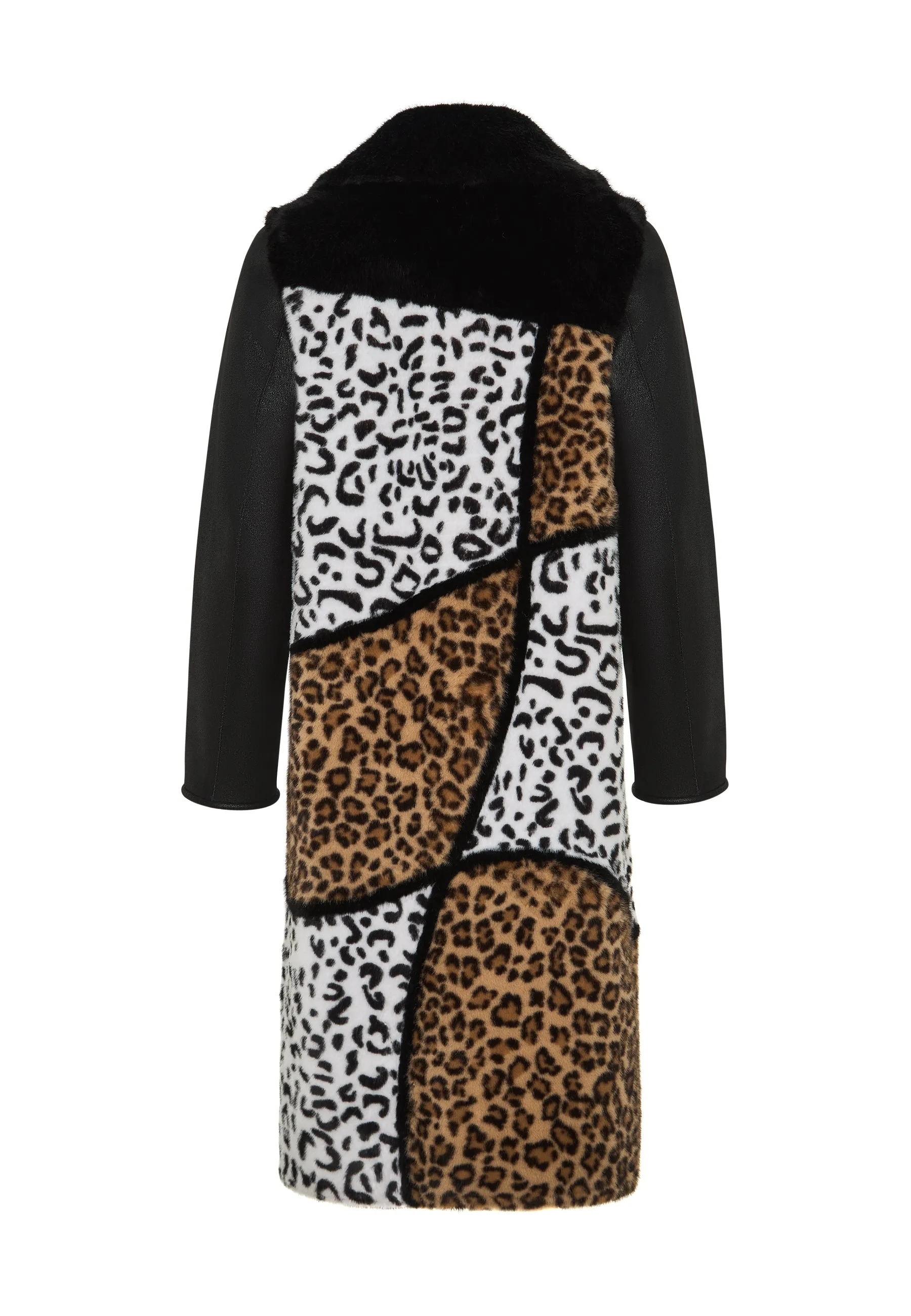 Mixed Print Reversible Faux Fur Coat Flavia - Leopard