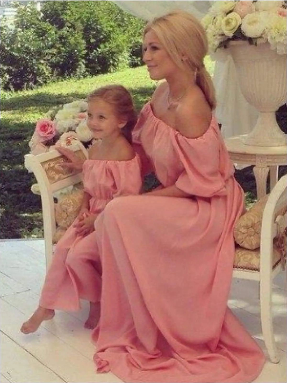 Mommy And Me Spring Off the Shoulder Maxi Dress