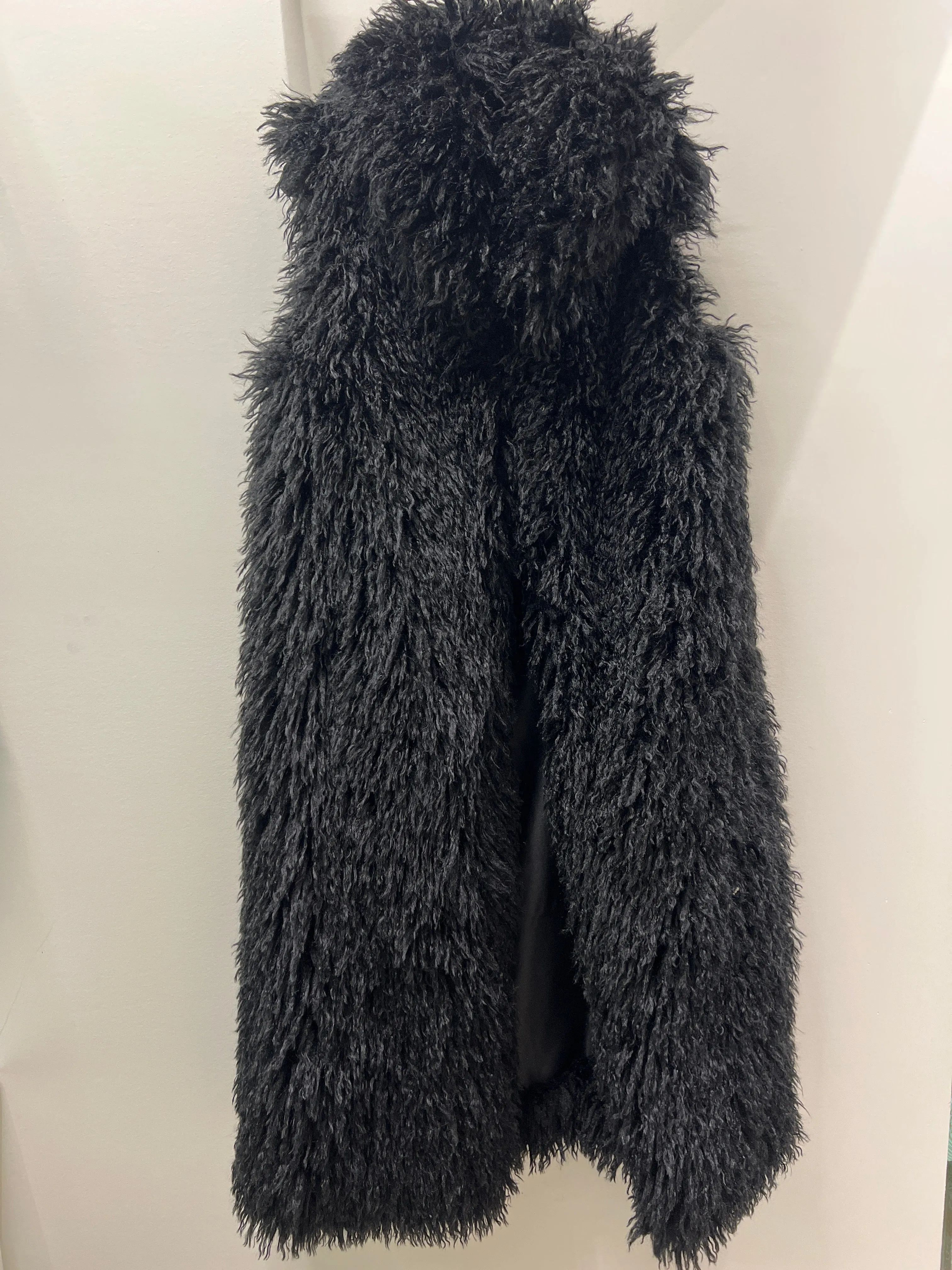 Mongolian Fur Long Vest in Black