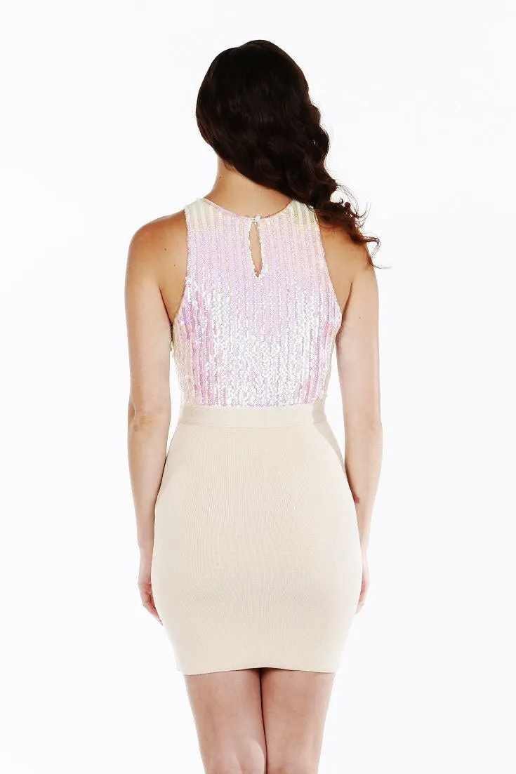 Naughty Grl Classic Sequin Bodycon Dress - Clear